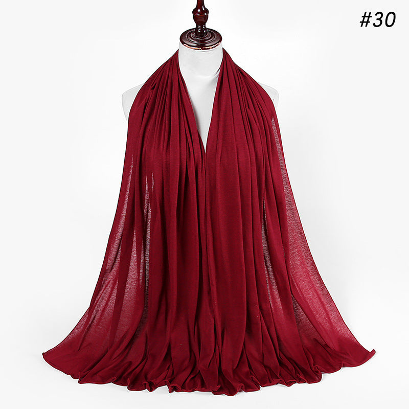 30-color New Single-color Single-color Female Headscarf Baotou Jersey Autumn And Winter Cotton Scarf Wholesale
