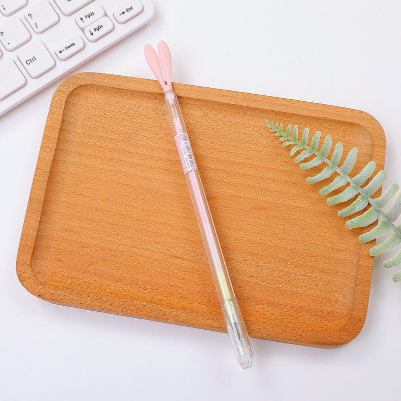 Cute Cartoon Small Fresh Luminous Rabbit Long Ears Signature Pen with Dust Plug Gel Pen, High-quality Pen