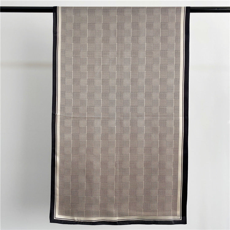 Black And White Houndstooth Long Silk Scarf Autumn Style Fashion Shawl Dual-use