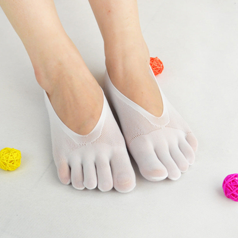 Four Seasons Ultra-Short And Thin Glue Split-Toe Five-Finger Socks Women'S Shallow Mouth
