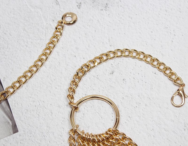 Ladies Decorative Chain Double Shoulder Strap Card Holder Metal Waist Chain