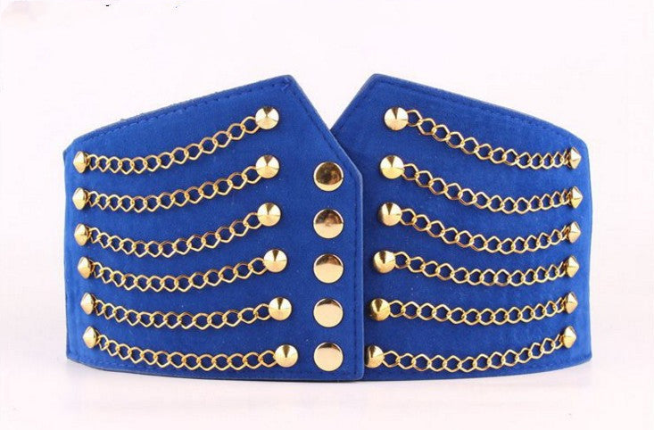 Wide Belt Waist Cover Female 1 Korean Fashion Temperament Personality Rivet Skirt Belt Elastic Band Waist