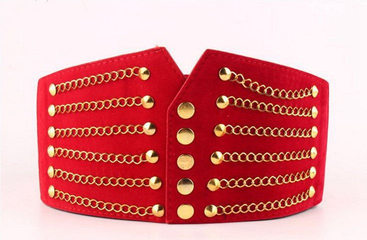Wide Belt Waist Cover Female 1 Korean Fashion Temperament Personality Rivet Skirt Belt Elastic Band Waist