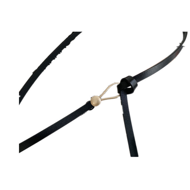 Suit Thin Belt Ladies Genuine Leather All-Match Knotted Decorative Belt Fashion Black With Dress Sweater Waist Waist