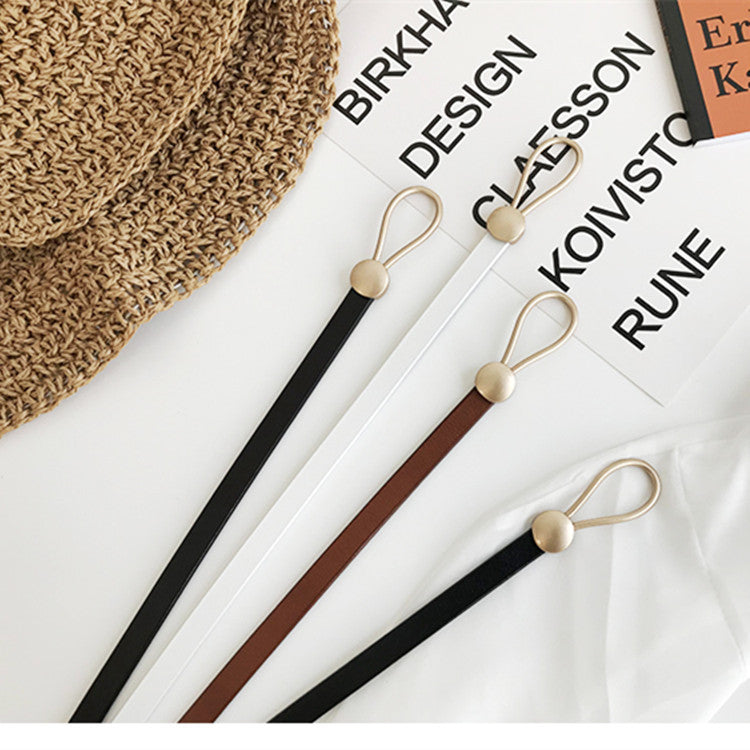 Suit Thin Belt Ladies Genuine Leather All-Match Knotted Decorative Belt Fashion Black With Dress Sweater Waist Waist