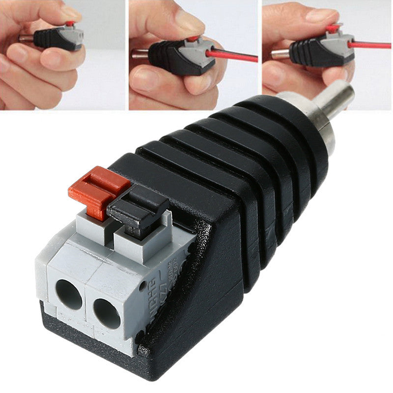 Mayitr 1pc Speaker RCA Connector Universal Wire A V Cable to Audio Male RCA Adapter Jack Press Plug Cabe for Audio Cable