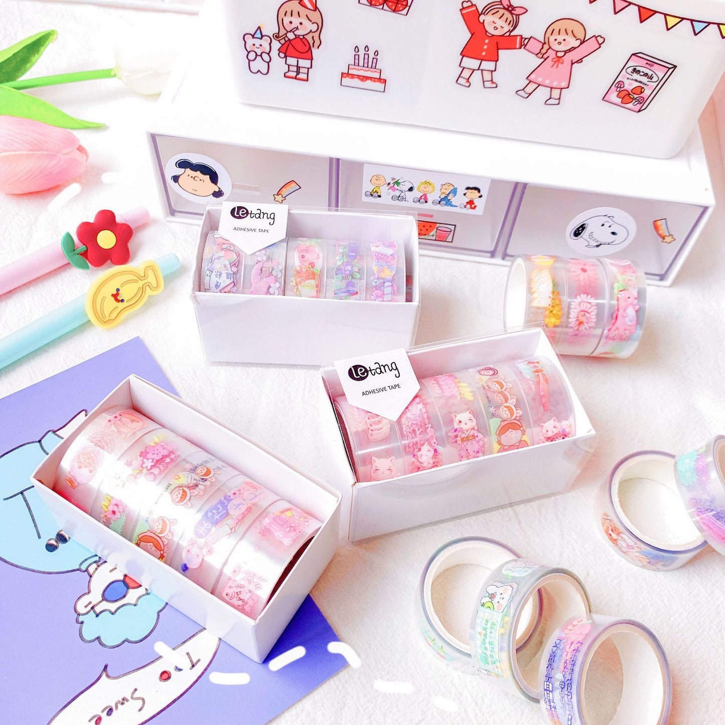 New Creative Hand Account And Paper Tape Cartoon Aesthetic College Style Diy