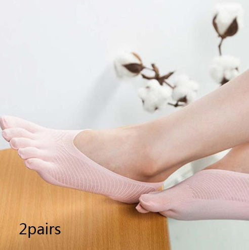 Four Seasons Ultra-Short And Thin Glue Split-Toe Five-Finger Socks Women'S Shallow Mouth