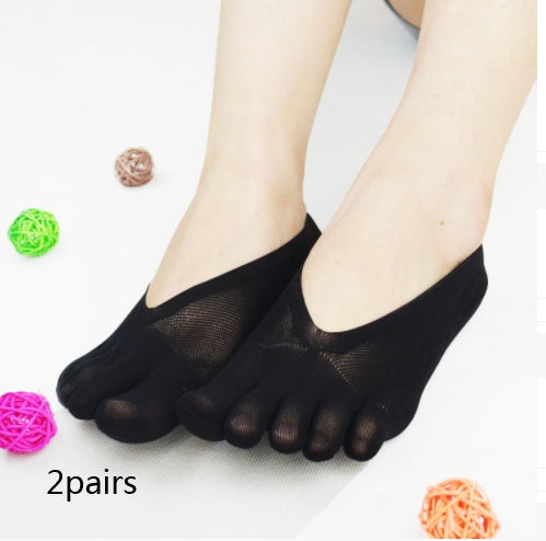 Four Seasons Ultra-Short And Thin Glue Split-Toe Five-Finger Socks Women'S Shallow Mouth
