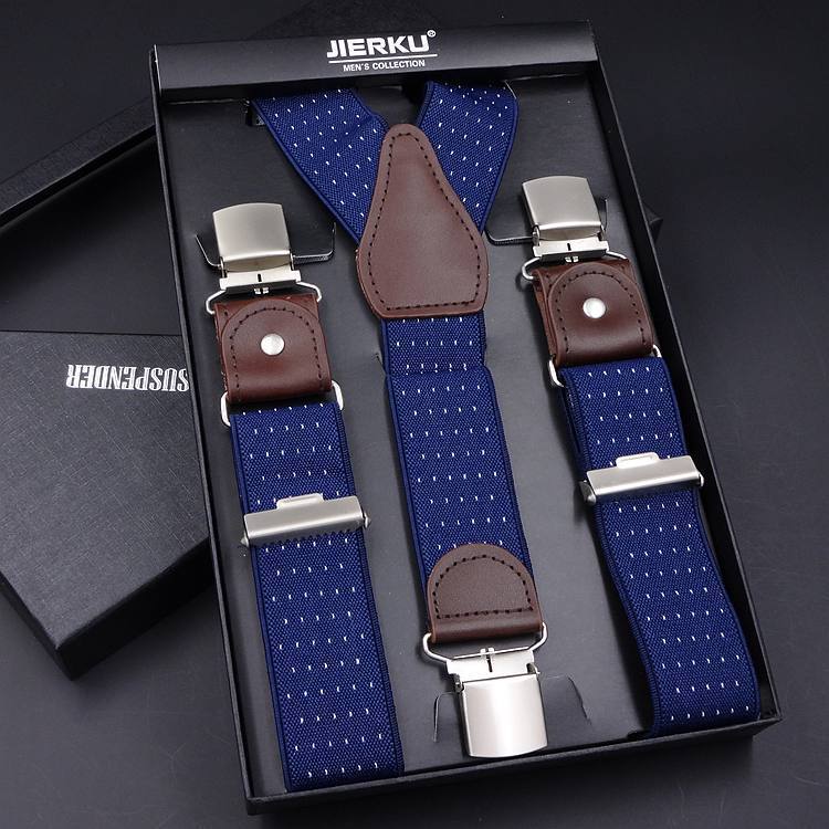 Adult Business Leather Three-fold Men's Y-shaped Jacquard Suspender Strap
