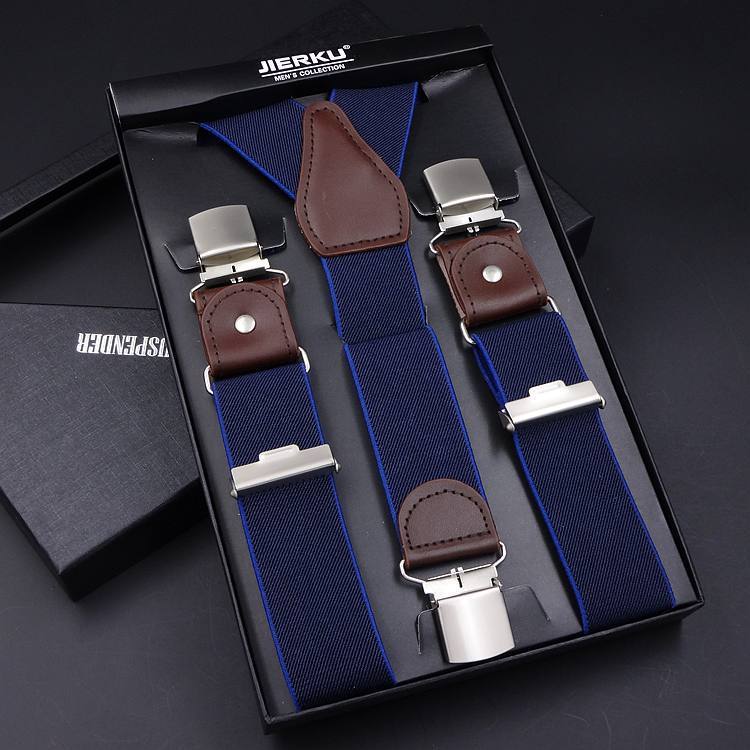 Adult Business Leather Three-fold Men's Y-shaped Jacquard Suspender Strap