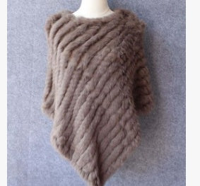 Rabbit wool shawl cloak scarf ladies triangle bib leather grass handmade scarf fur triangle head