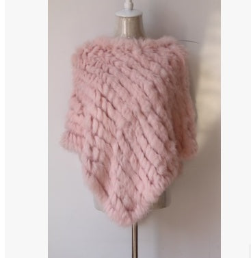 Rabbit wool shawl cloak scarf ladies triangle bib leather grass handmade scarf fur triangle head