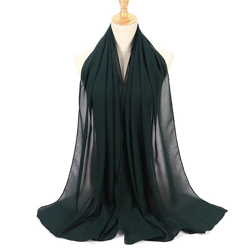 Natural Wrinkle Monochrome Chiffon Scarf Breathable Pleated Women's Toe Cap Scarf