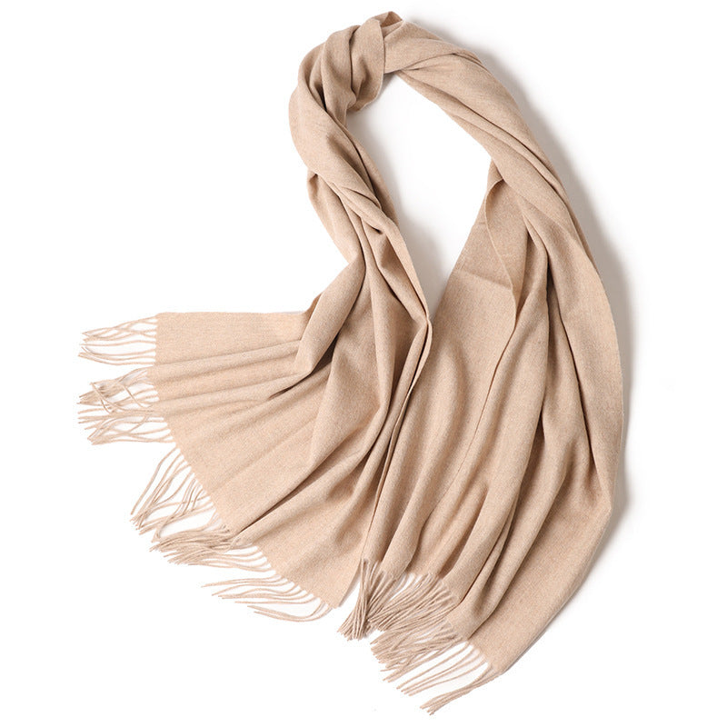 New Solid Color Wool Long Beard Warm Tassel Scarf Thick