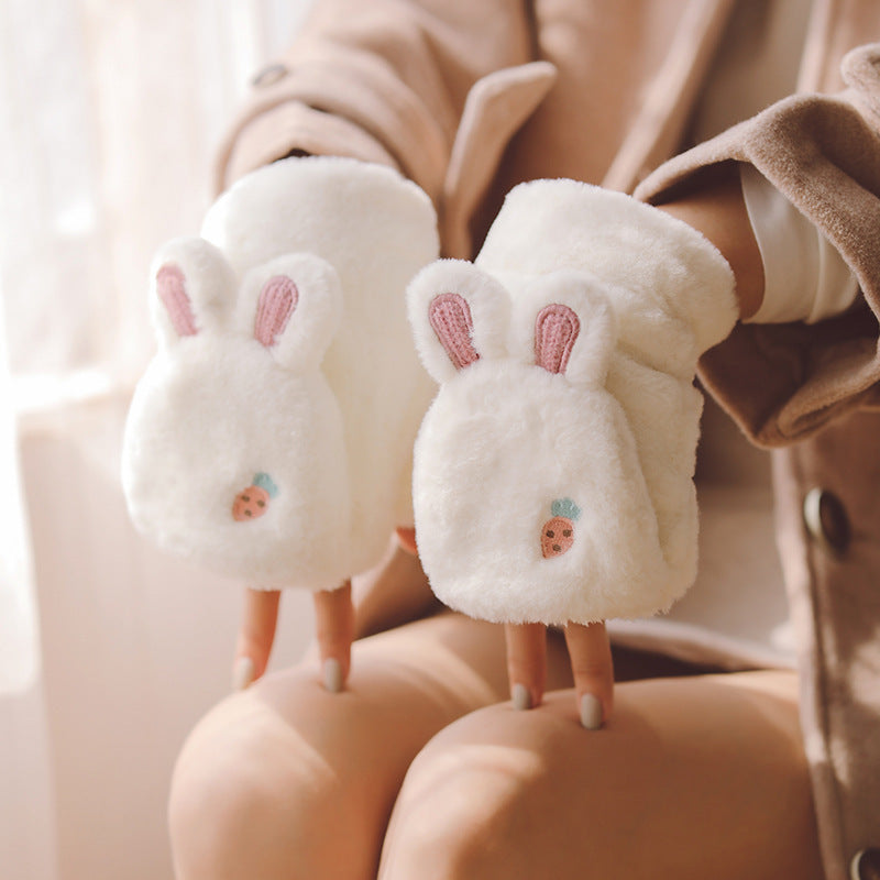 Gloves girl winter plus velvet student cute Korean version