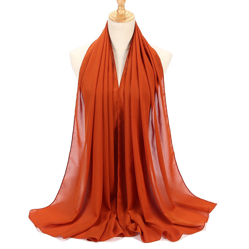 Natural Wrinkle Monochrome Chiffon Scarf Breathable Pleated Women's Toe Cap Scarf