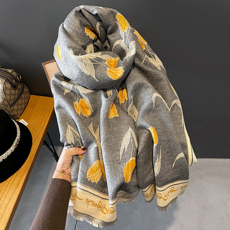 Scarf Women's Warm Shawl Middle-aged Elders