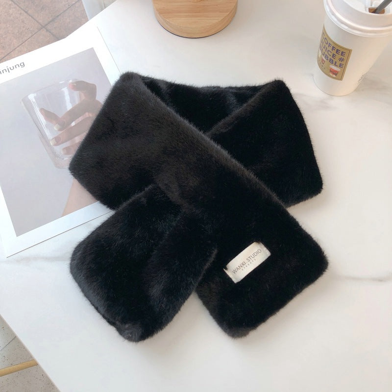 Cute Student Crossed Female Solid Versatile Thickened Warm Neckband