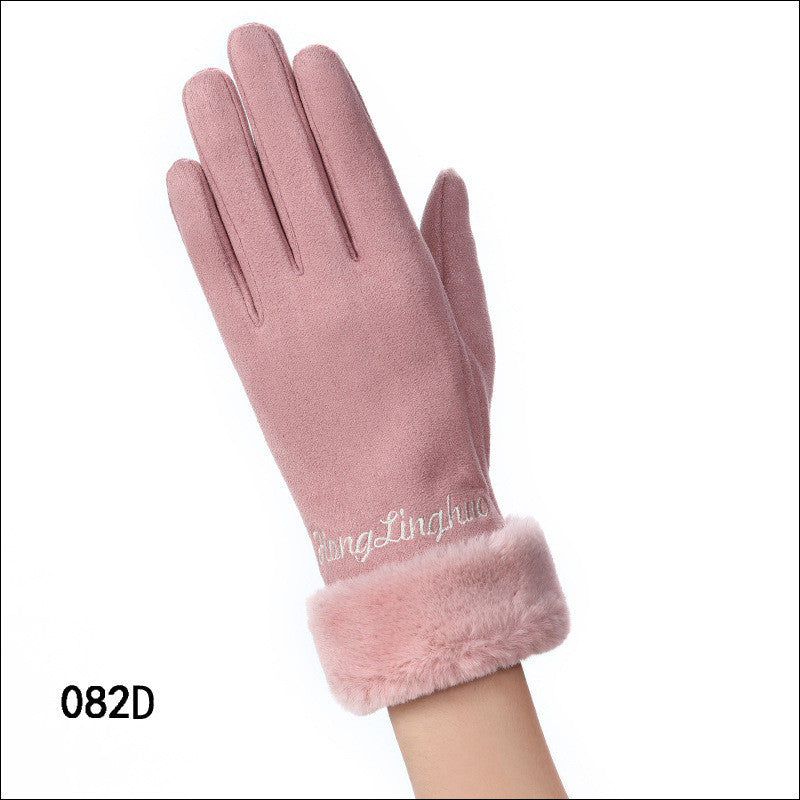 Touch screen gloves winter windproof suede