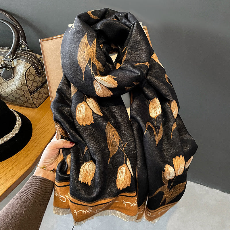Scarf Women's Warm Shawl Middle-aged Elders