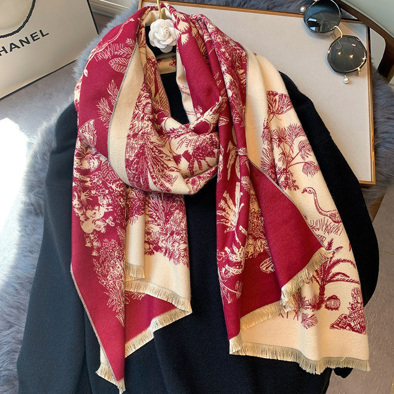 Scarf Women's Warm Shawl Middle-aged Elders