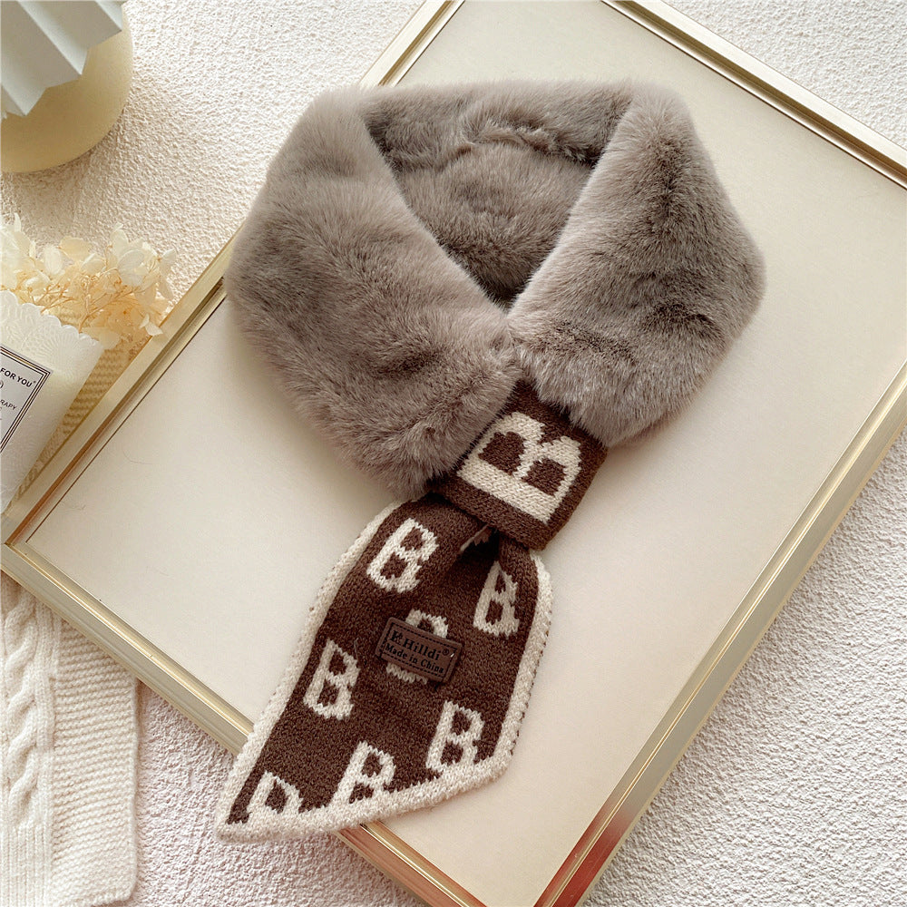 Collar Rex Rabbit Fur Winter Cross Scarf
