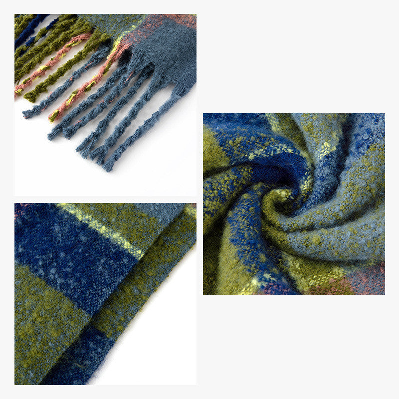 Japanese Vintage Plaid Scarf With Loops