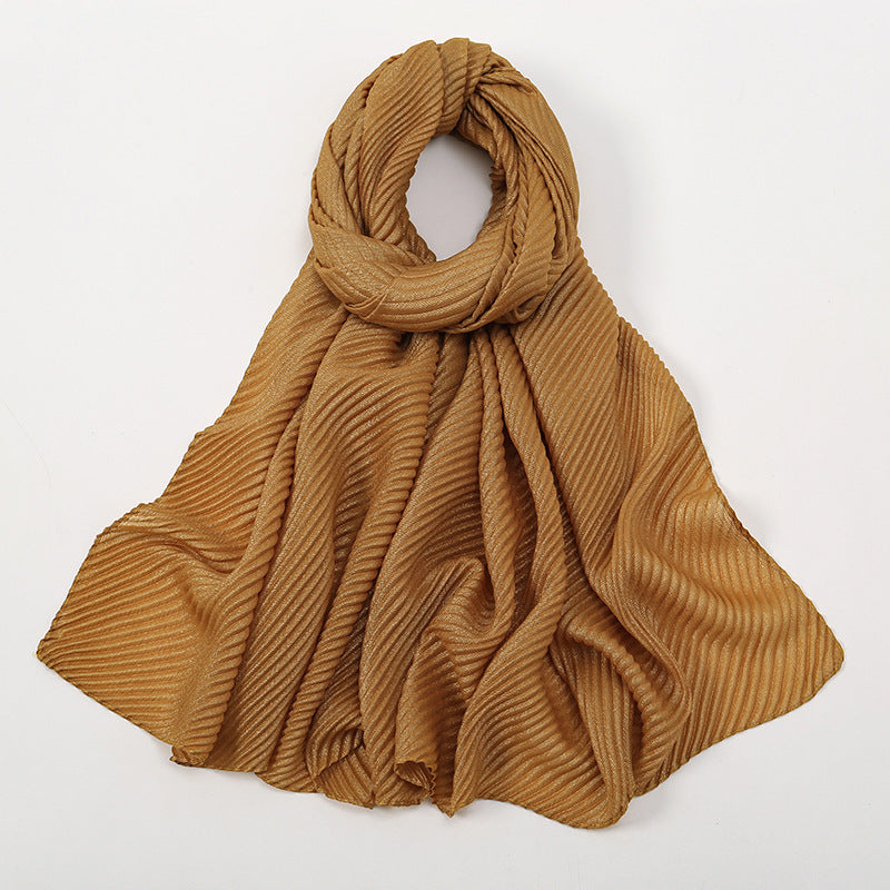 Pure Color Crumpled Polyester Soft Women's Casual Scarf