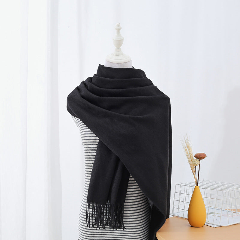 Solid Colored Long Towel Thickened For Warmth
