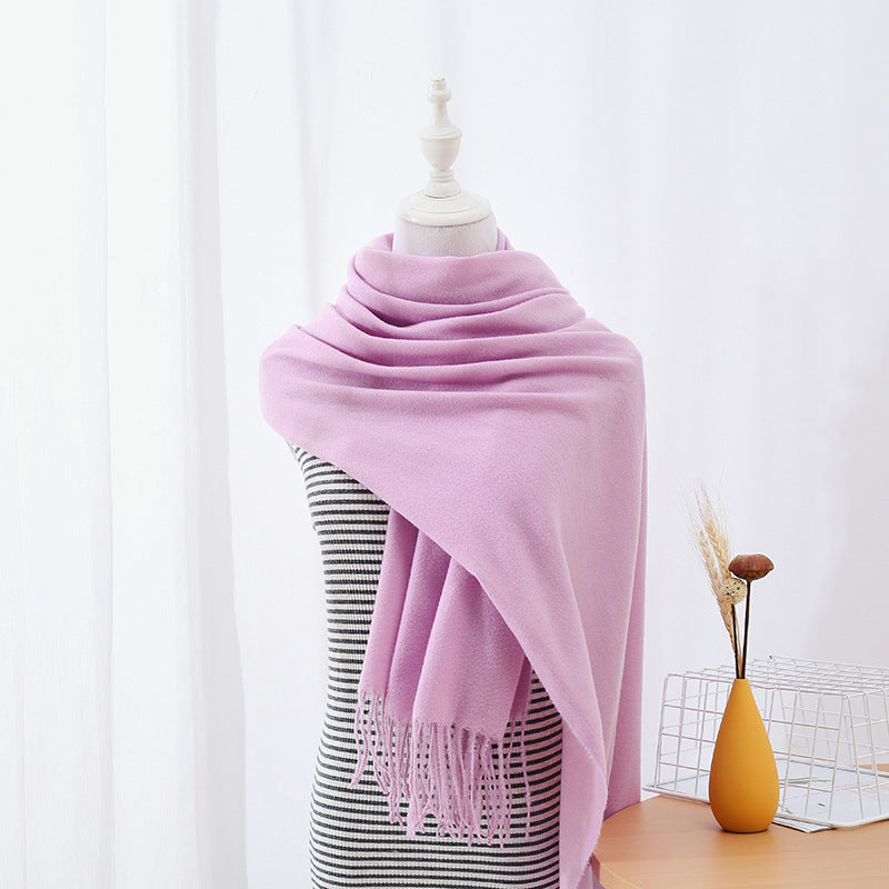 Solid Colored Long Towel Thickened For Warmth