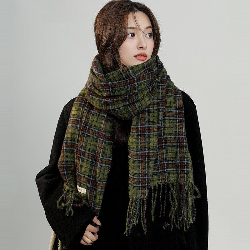 Comfortable Warm White Check Scarf