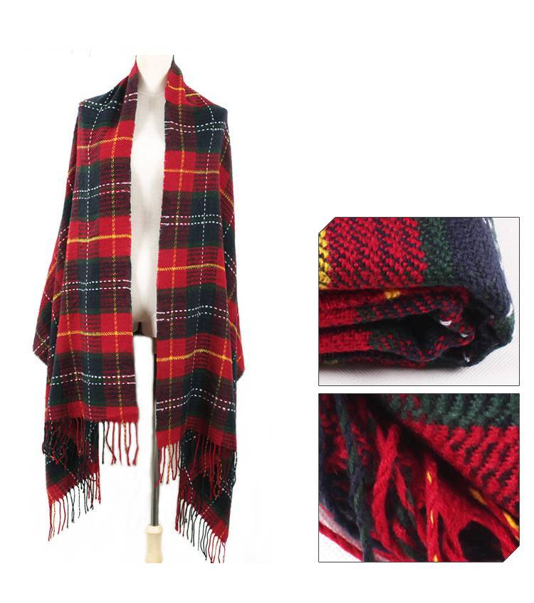 Autumn And Winter Warm British Plaid Tassel Air Conditioning Large Shawl