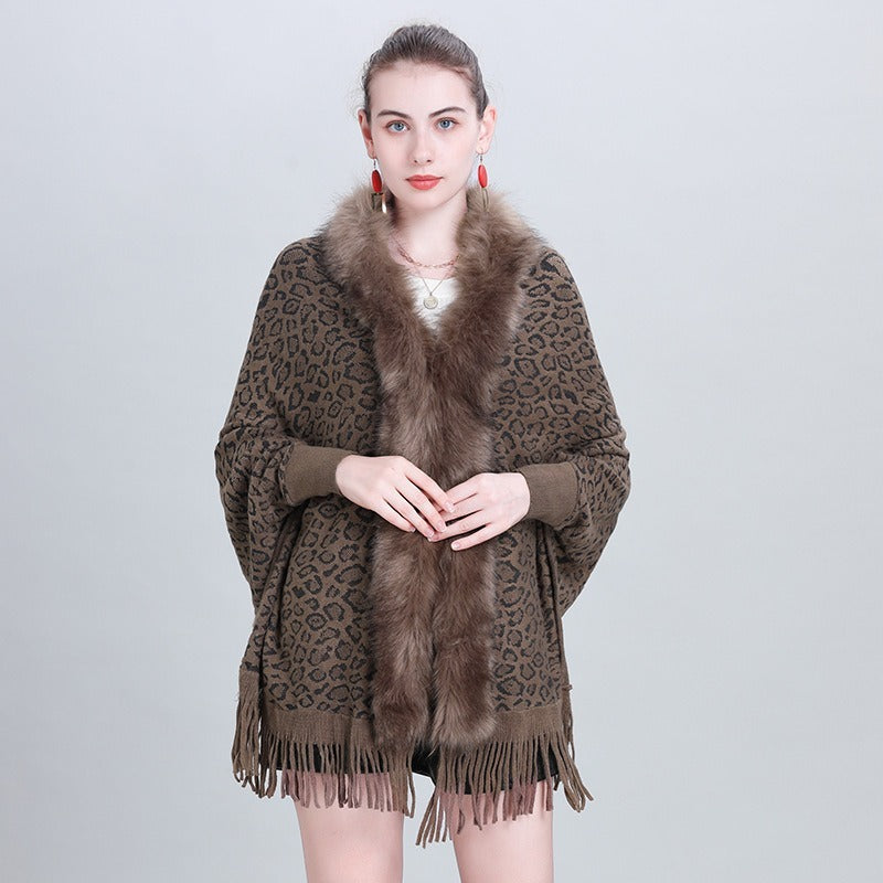Autumn And Winter New Scarf Faux Fur Collar Knitted Shawl
