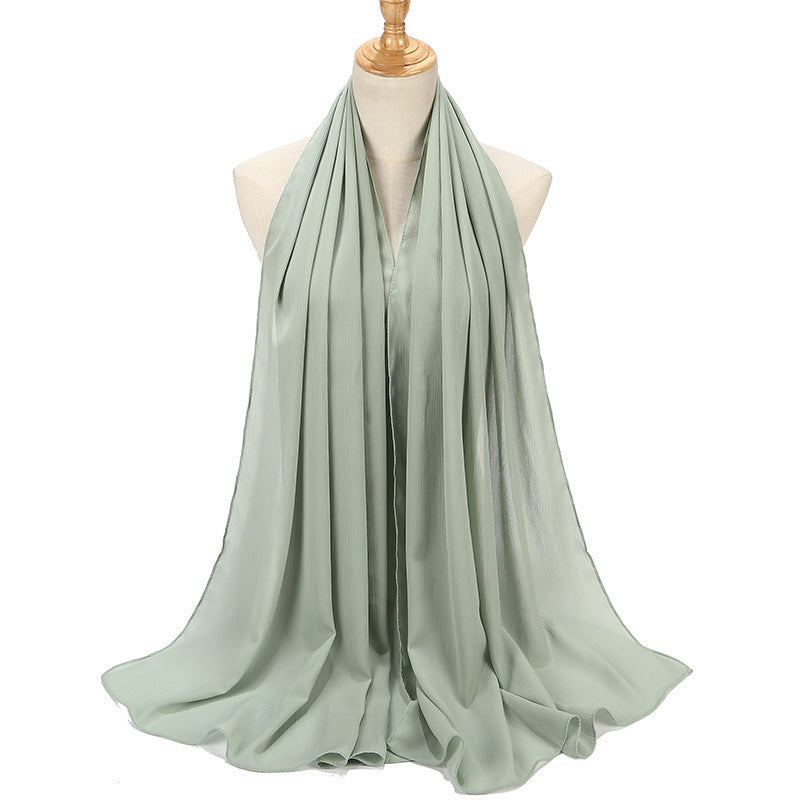 Natural Wrinkle Monochrome Chiffon Scarf Breathable Pleated Women's Toe Cap Scarf