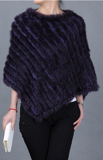 Rabbit wool shawl cloak scarf ladies triangle bib leather grass handmade scarf fur triangle head