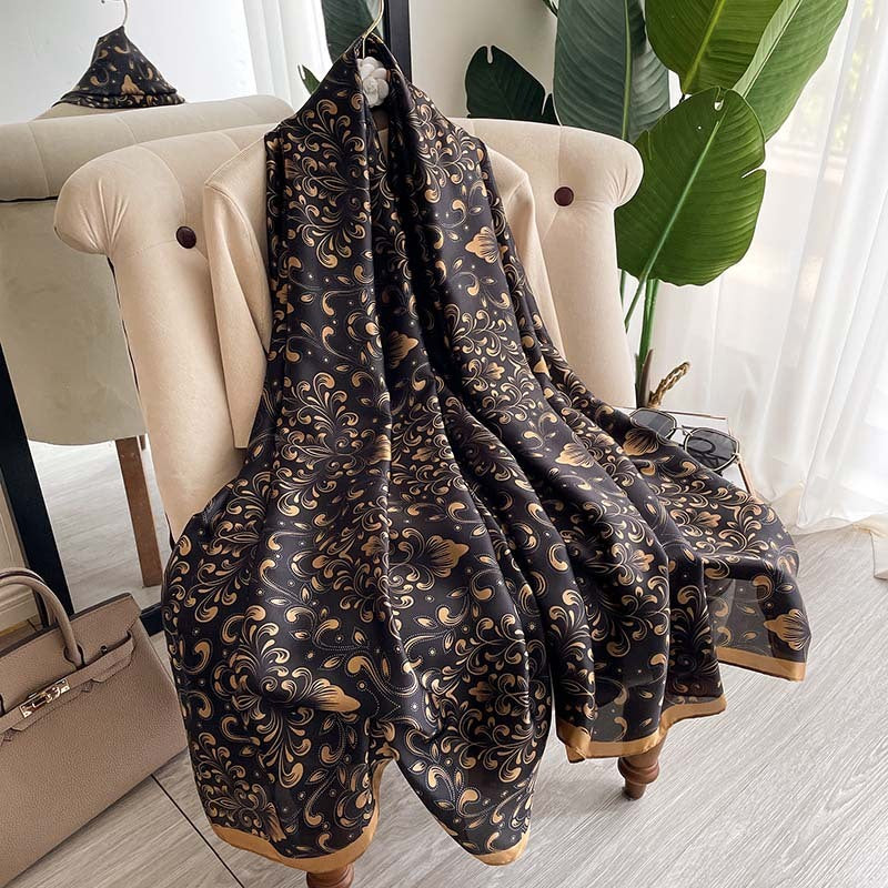 Simulated Silk Scarf Female Dual-use Air-conditioning Shawl Sarong