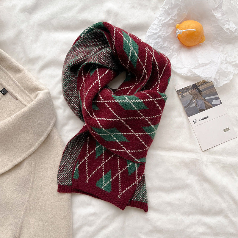 Edition Rhombic Shawl With Fashionable Student Warm Scarf