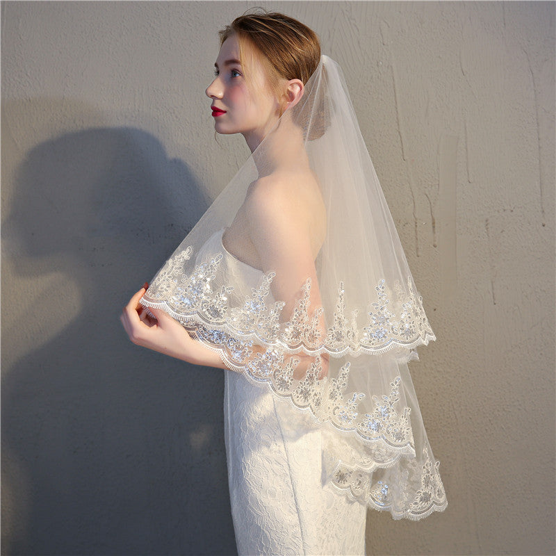 Hair Combed Fine Sequins Lace Headdress