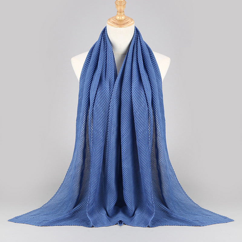 Twill Crumpled Pleated Scarf Women's Bag Headscarf