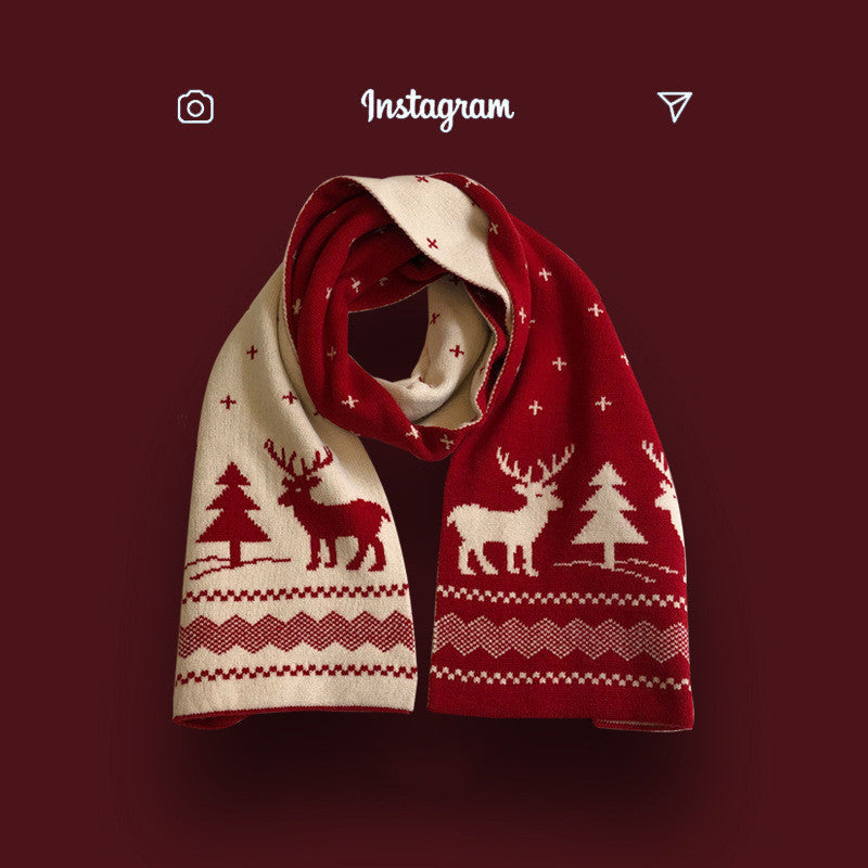 Fashion Red Deer Scarf Lady