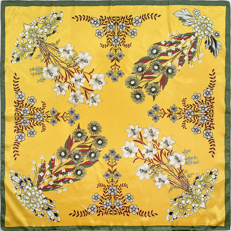 Silk Printed Square Scarf In Europe And America