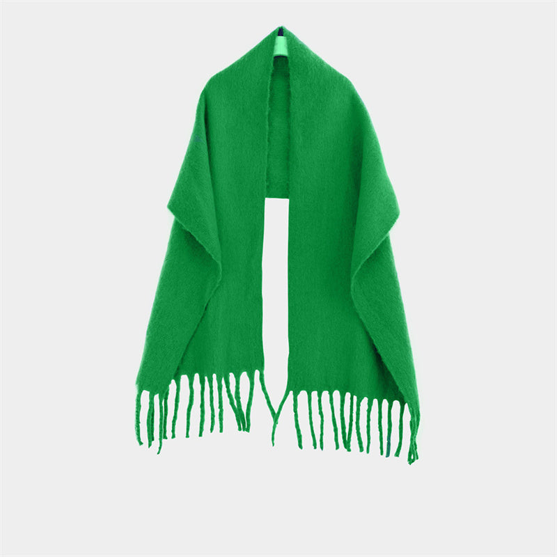 Shawl To Keep Warm All Wear White Bright Red Solid Color Neck