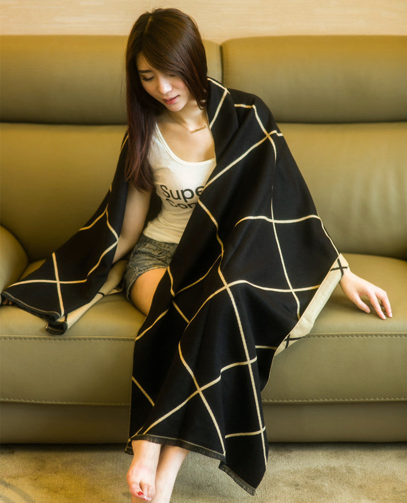 Autumn and Winter Shawl female Korean long thickened plaid scarf and double all-match ladies scarf
