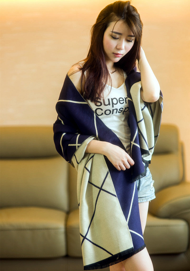 Autumn and Winter Shawl female Korean long thickened plaid scarf and double all-match ladies scarf