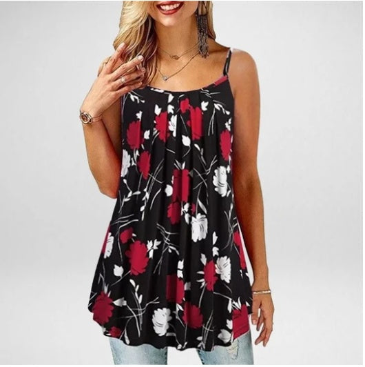 New Summer Women's Printed Folded Large Swing Loose Camisole