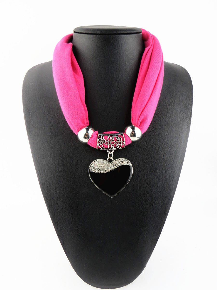 Women's Fashion Simple Heart-shaped Pendant Scarf