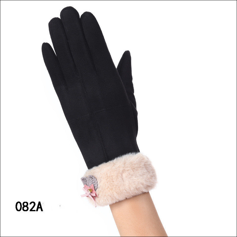 Touch screen gloves winter windproof suede