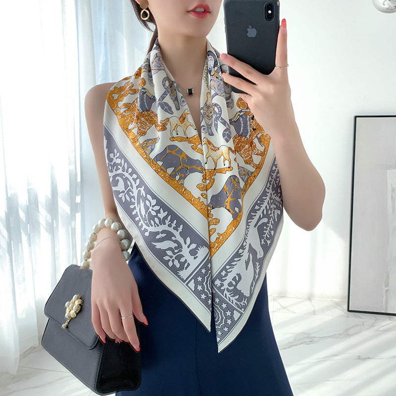New 90cm Twill Silk Large Square Women's Shawl