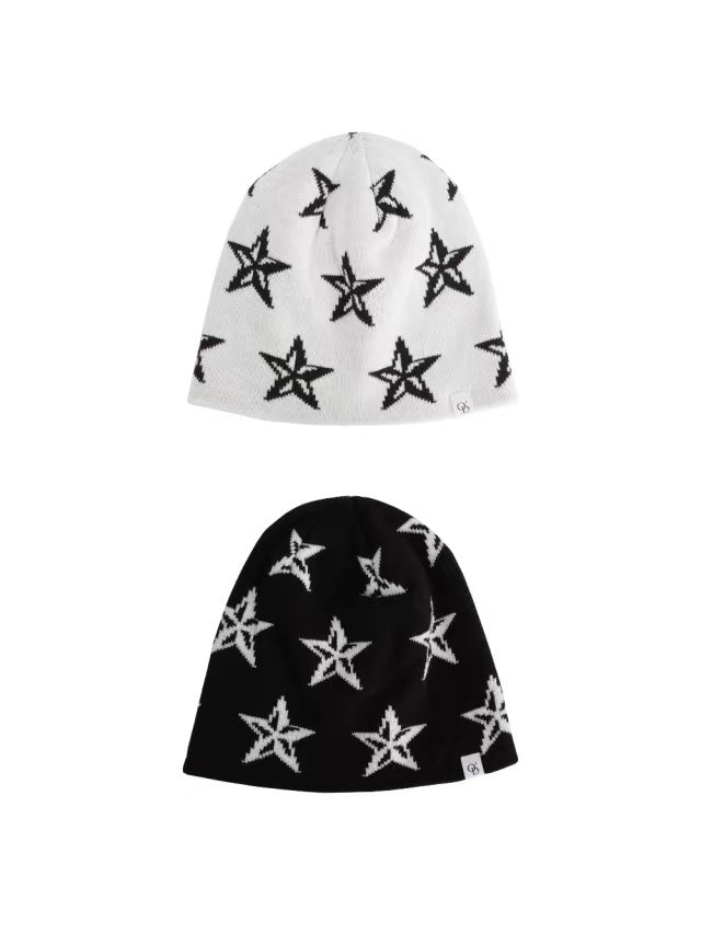 Printed Knit Hat Double-sided Scarf Cold Hat For Warmth